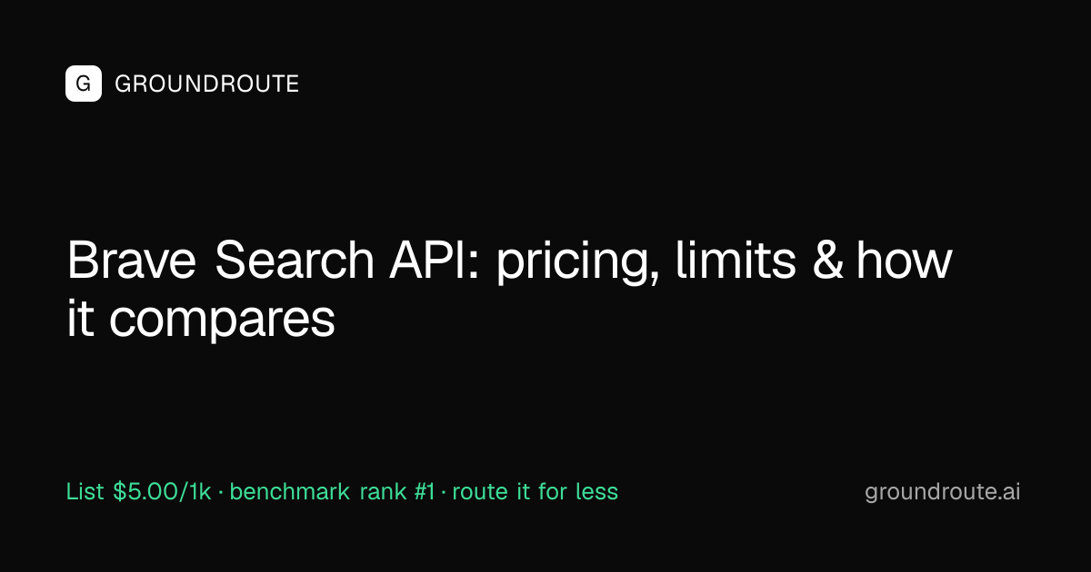 Brave Search API: pricing, limits & alternatives (2026) | GroundRoute